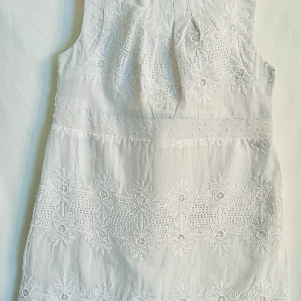 Vineyard Vines Girls White Swiss Dot Trim Dress
